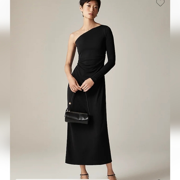 J Crew One-shoulder dress in jersey crepe CF786 Black